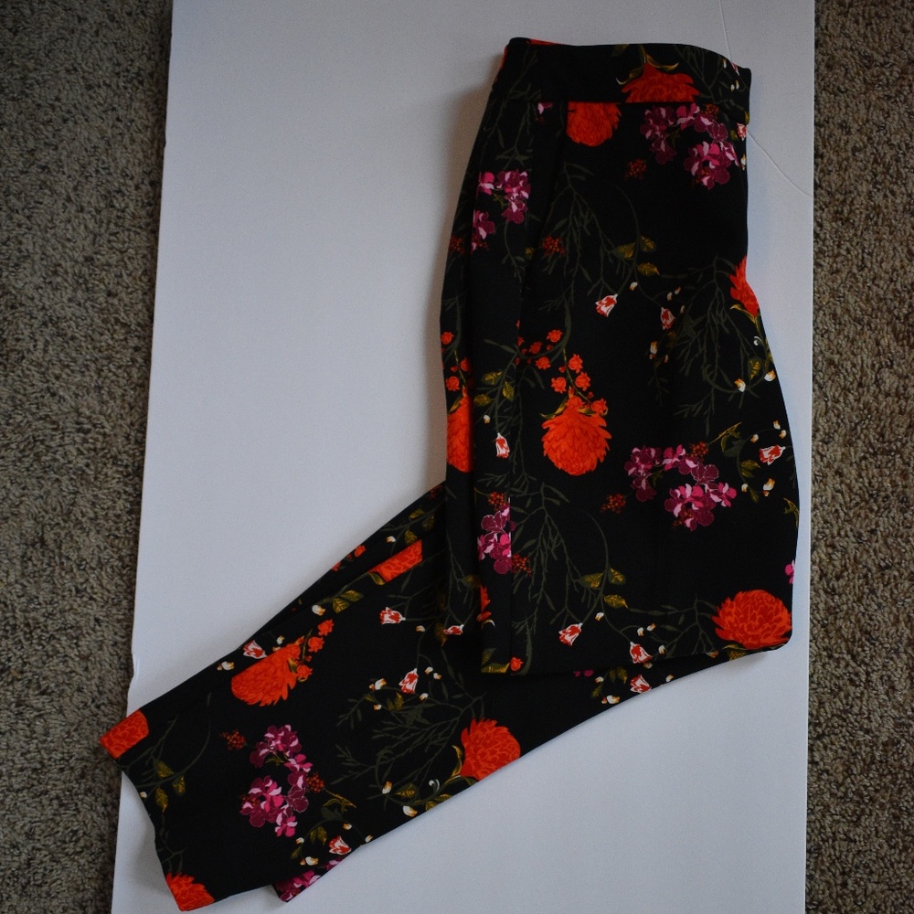 Cynthia Rowley Dark Floral Print Pants